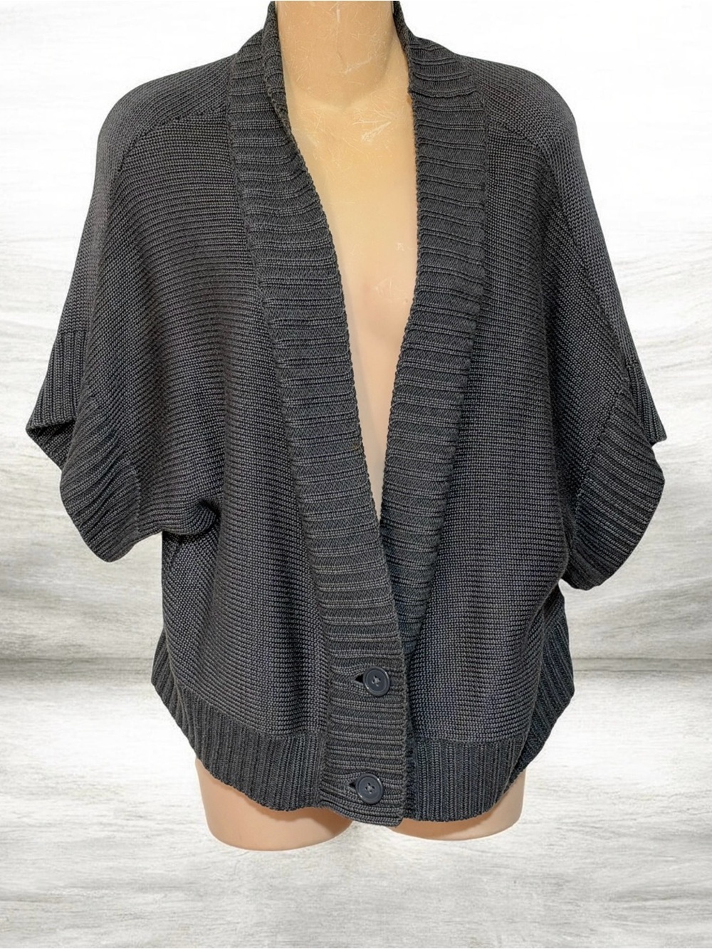 Worthington Gray Short-Sleeve Button Cardigan